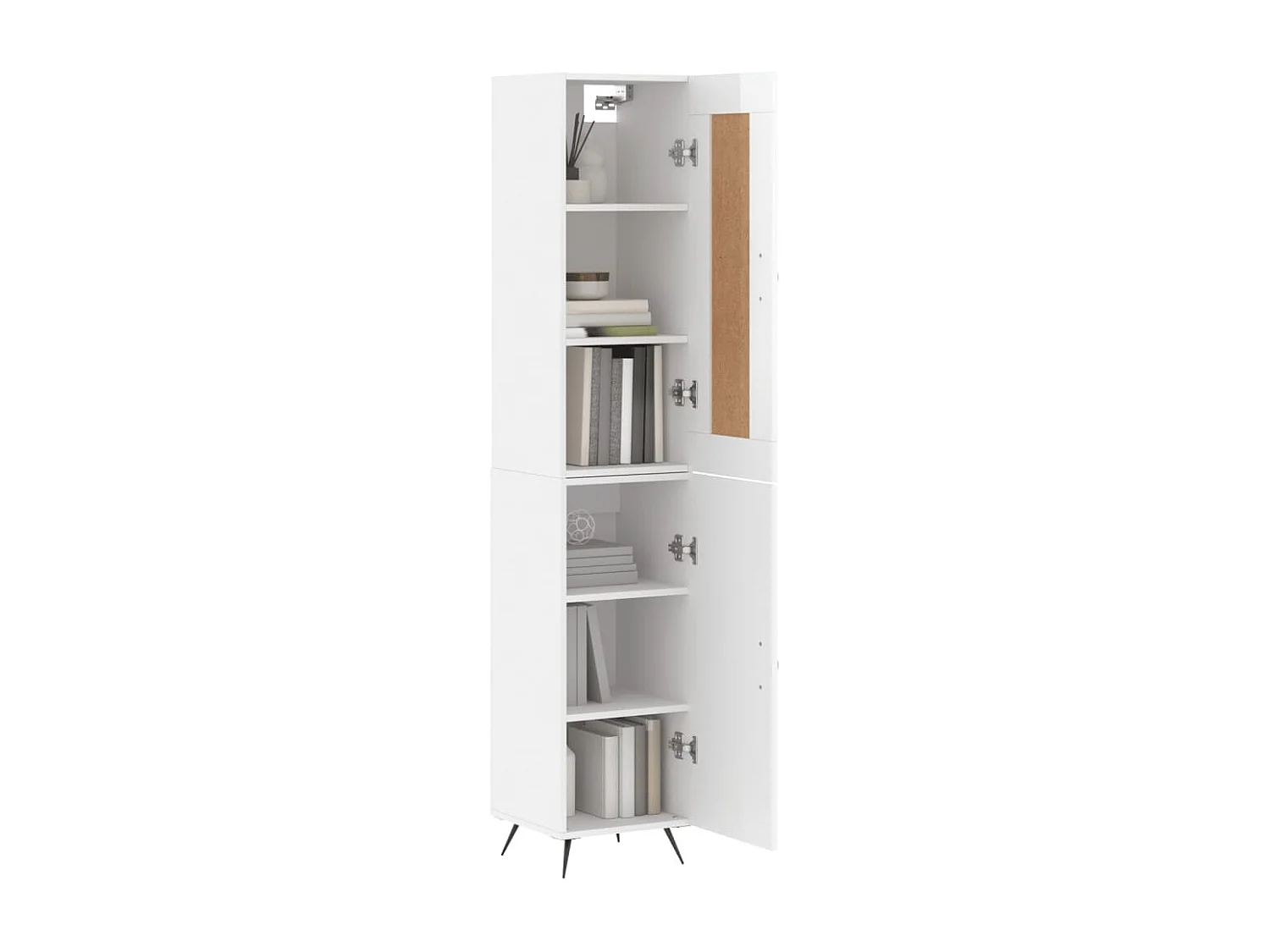 Buffet haut Blanc brillant 34,5x34x180 cm Bois d'ingénierie