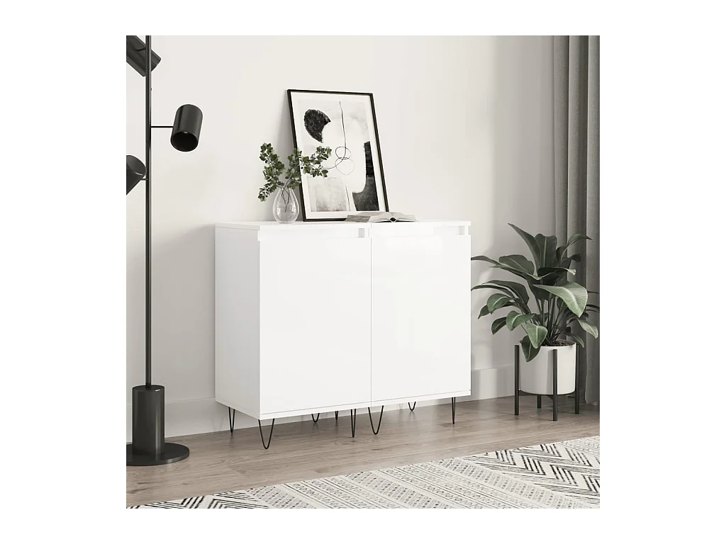 Buffets 2 pcs blanc brillant 40x35x70 cm bois d'ingénierie