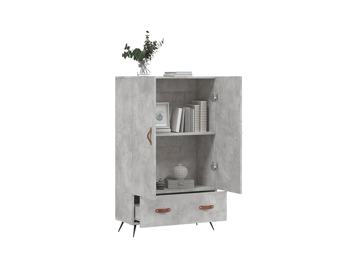 Betongrijs hoog dressoir 69,5x31x115 cm bewerkt hout