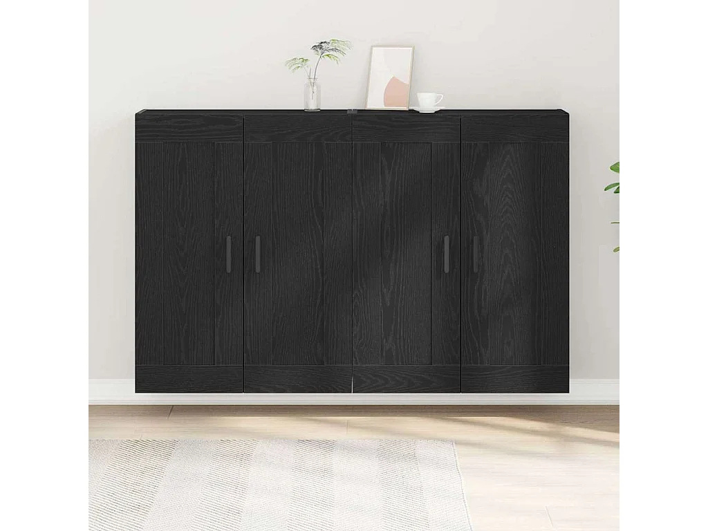 Armoires murales 2 pcs Chêne noir Bois d'ingénierie