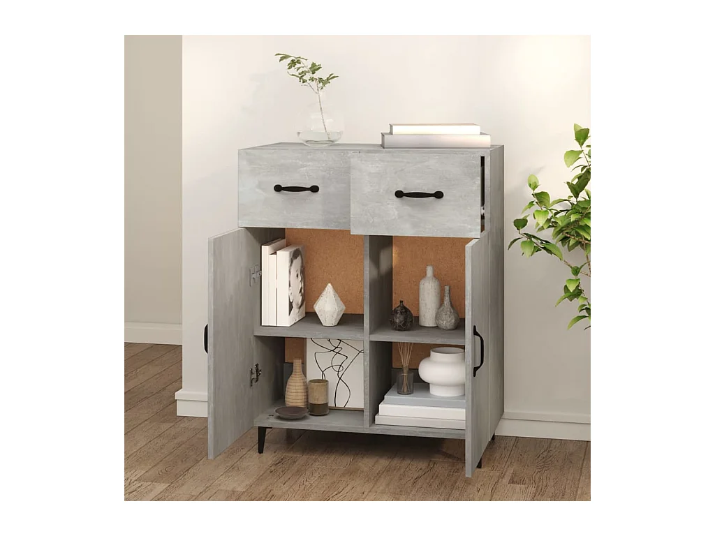 Buffet gris béton 69,5x34x90 cm bois d'ingénierie