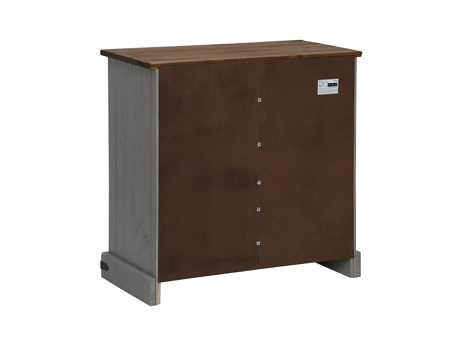 Buffet HALDEN porte coulissante gris 80x40x80 cm bois massif