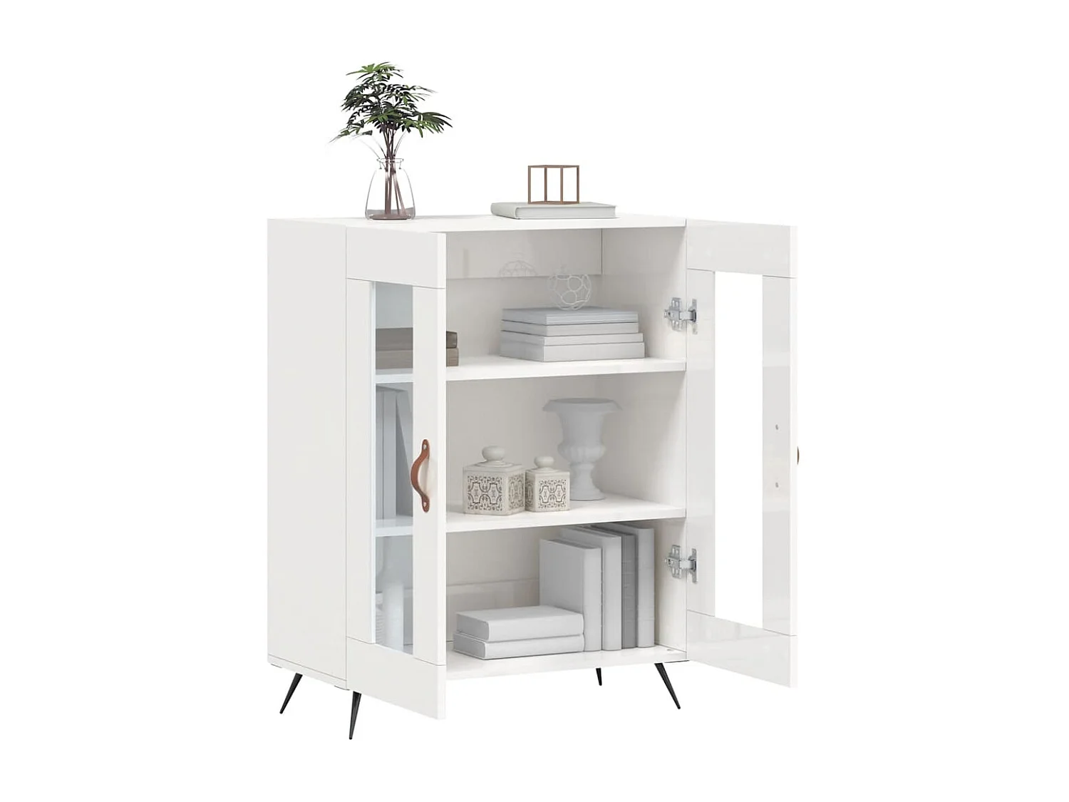 Credenza Bianco lucido 69,5x34x90 cm Legno composito