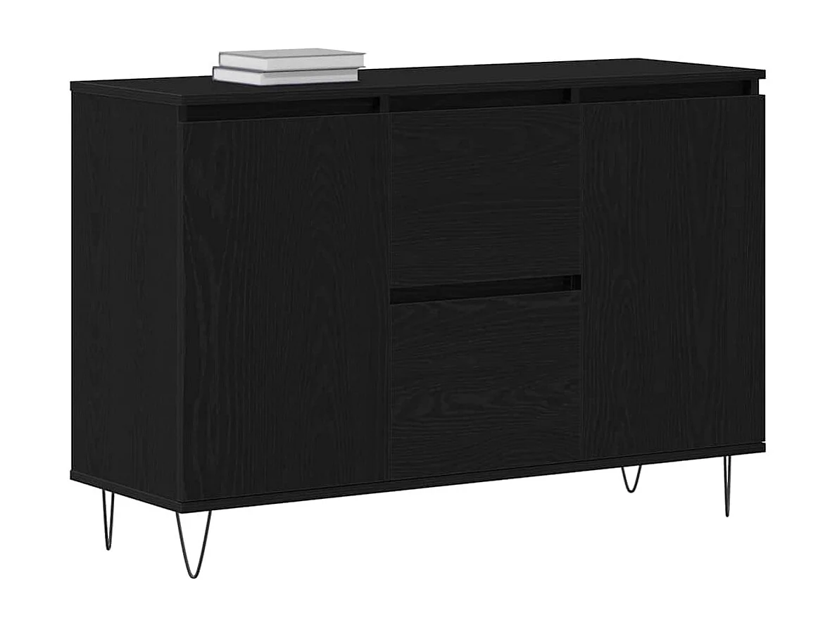 Buffet Noir Chêne 101,5x35x70 cm Bois d'ingénierie