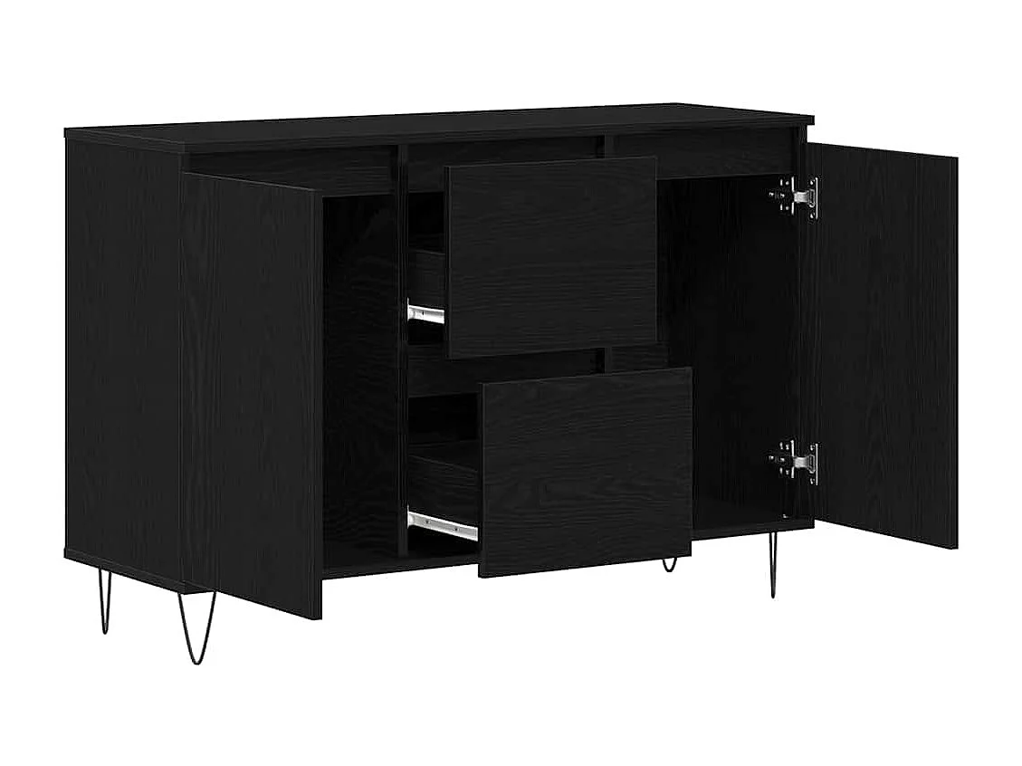 Buffet Noir Chêne 101,5x35x70 cm Bois d'ingénierie