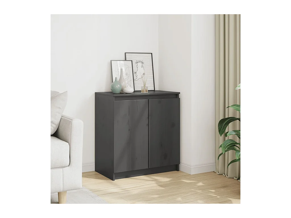 Armoire latérale gris 60x36x65 cm bois de pin massif