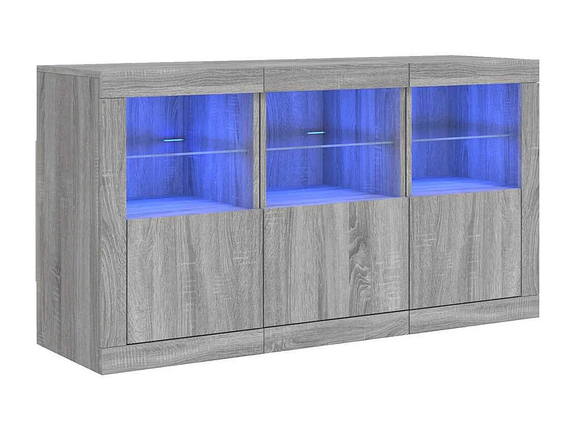 Buffet avec lumières LED sonoma gris 123x37x67 cm