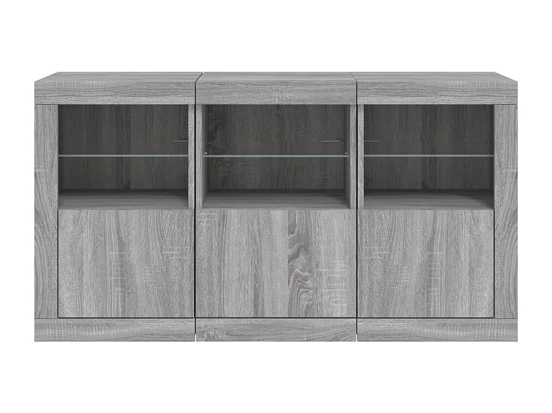 Buffet avec lumières LED sonoma gris 123x37x67 cm