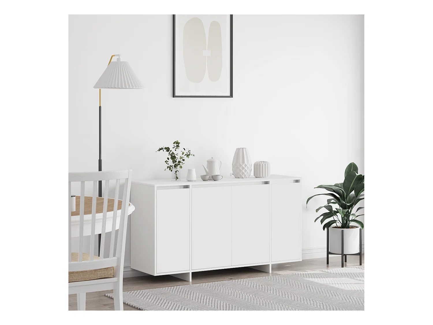 Aparador blanco Madera Blanca 135 x 41 x 75 cm Aparador blanco