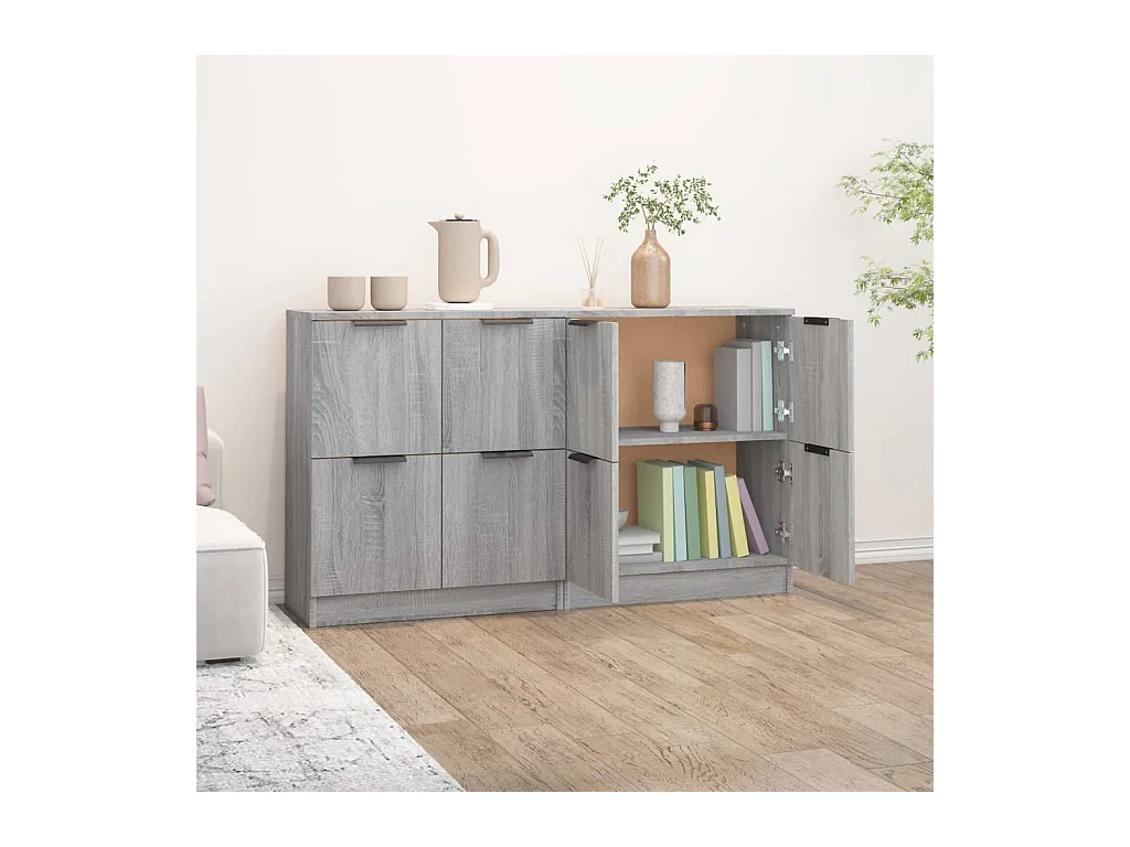 Buffets 2 pcs Sonoma gris 60x30x70 cm Bois d'ingénierie