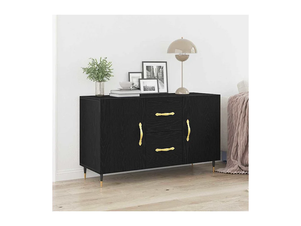 Buffet Chêne Noir 100x36x60 cm Bois d'ingénierie