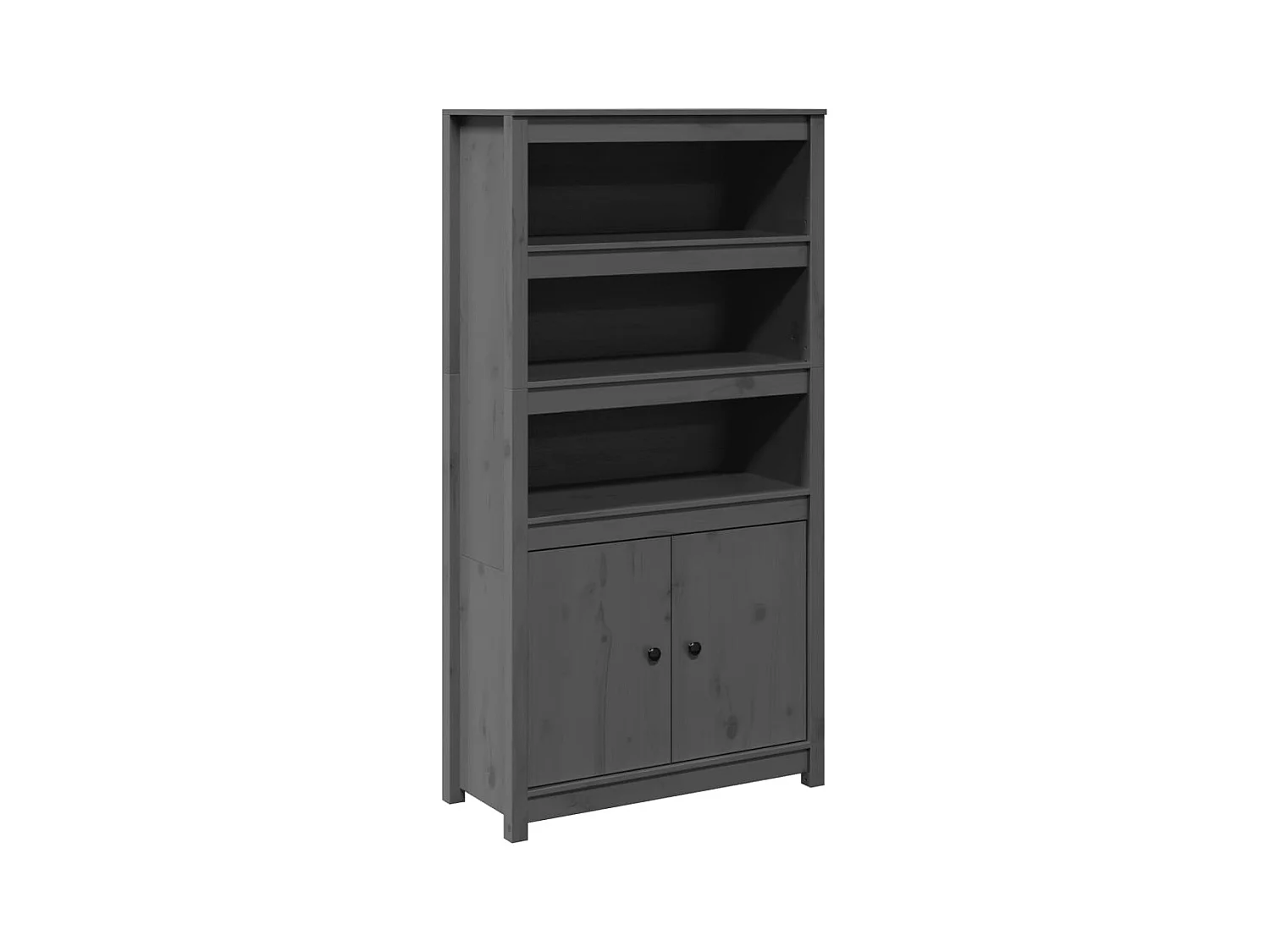 Buffet haut Gris 80x35x154 cm Bois massif de pin