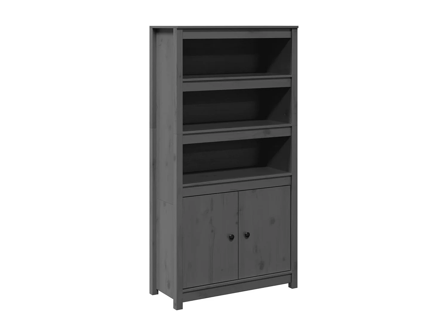 Buffet haut Gris 80x35x154 cm Bois massif de pin