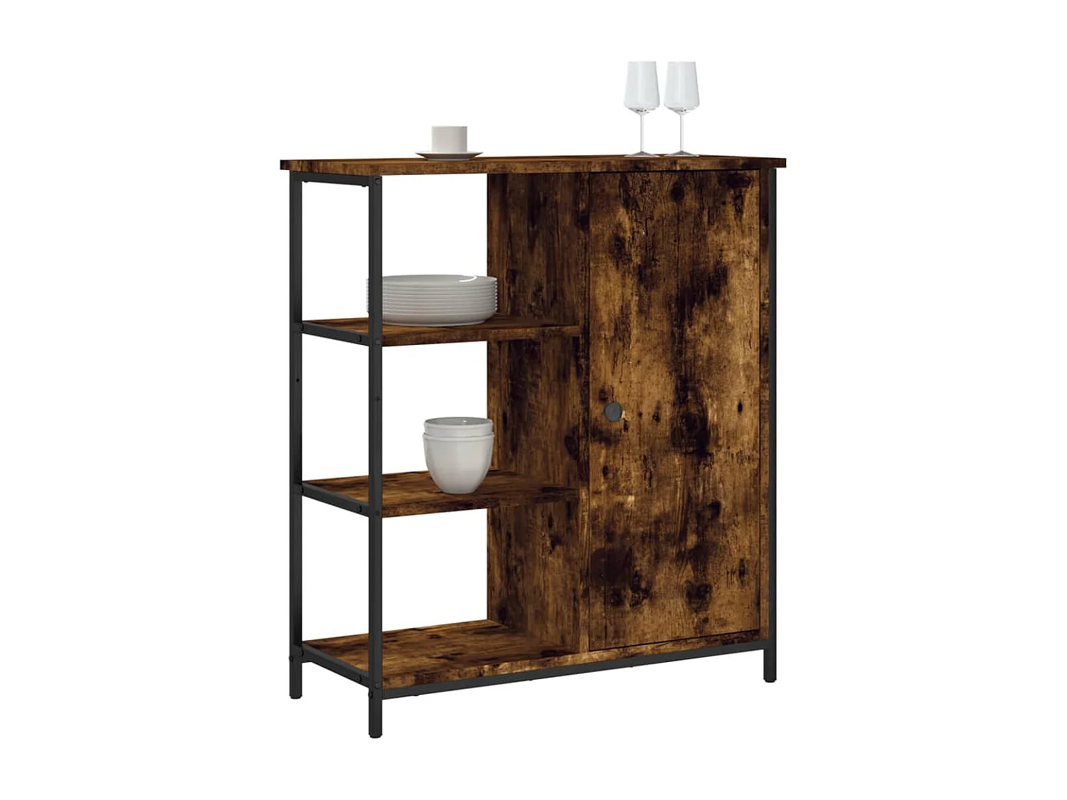 Buffet chêne fumé 70x30x80 cm bois d'ingénierie