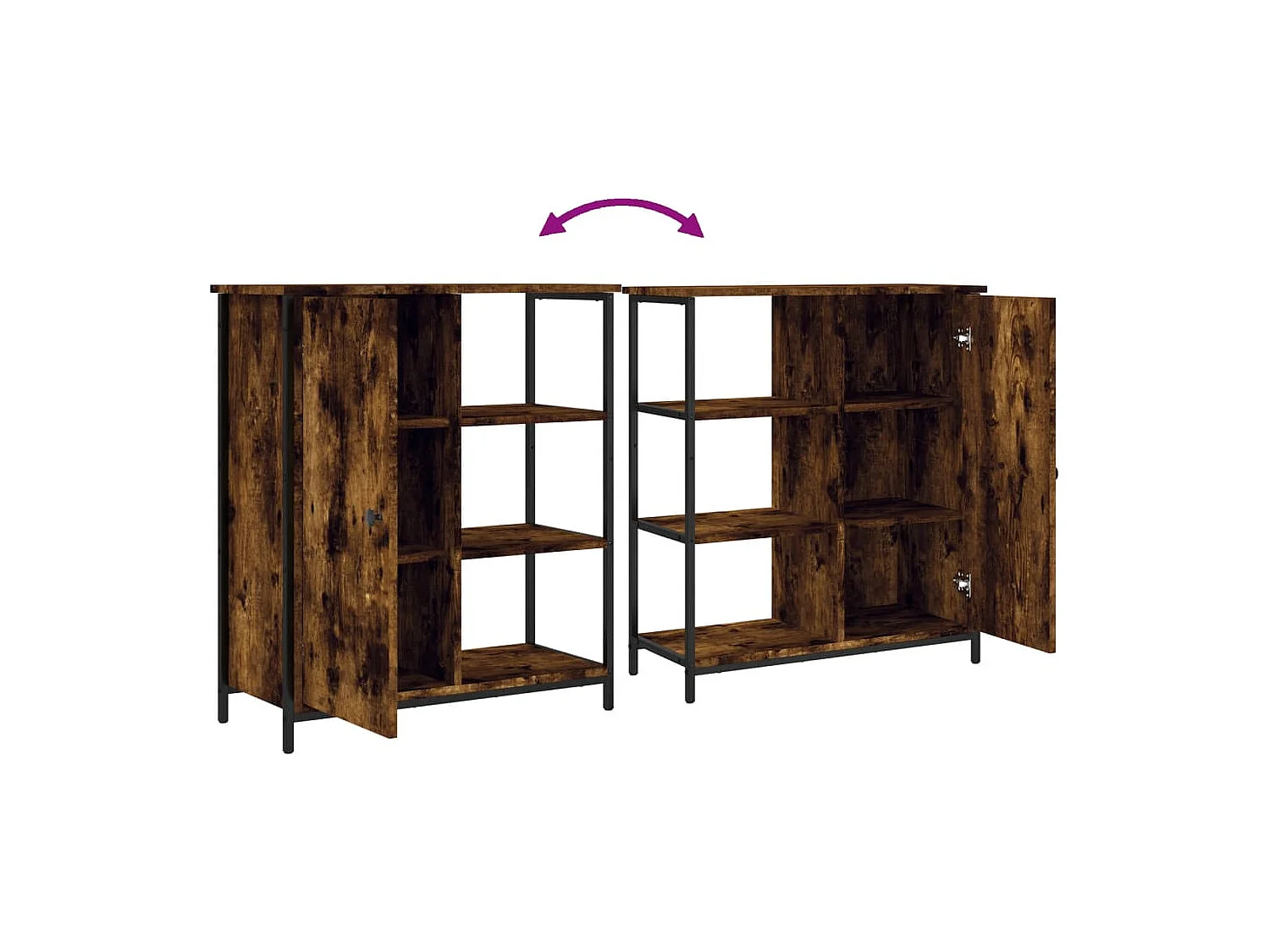 Buffet chêne fumé 70x30x80 cm bois d'ingénierie