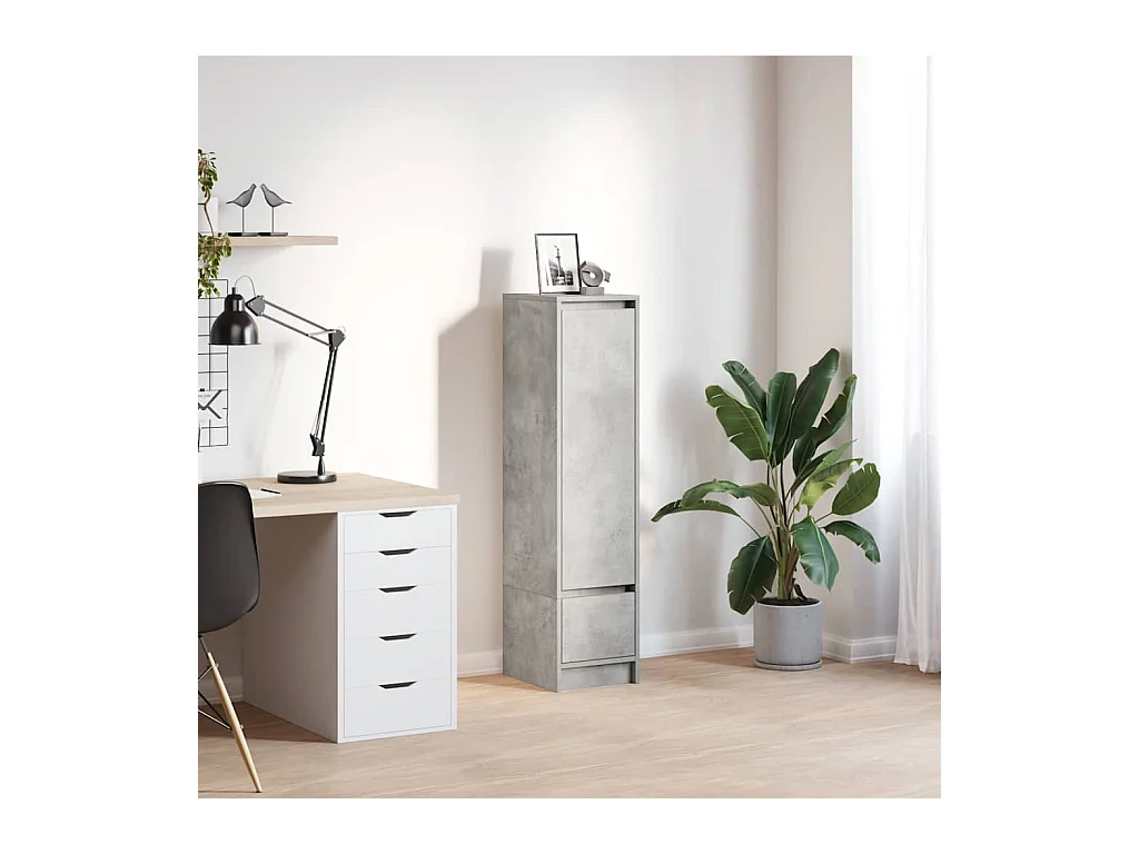 Buffet haut gris béton 29,5x34x119,5 cm bois d'ingénierie