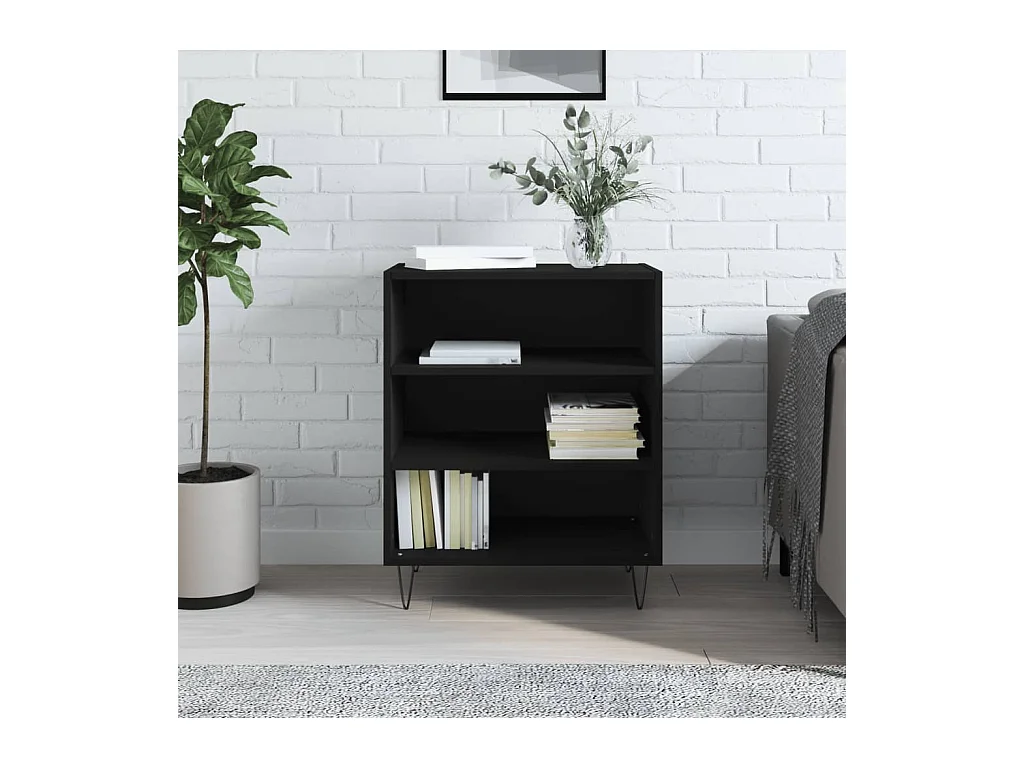 Buffet noir 57x35x70 cm bois d’ingénierie