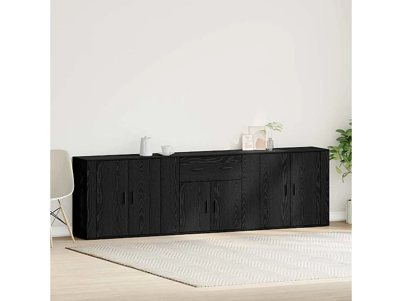 Buffets 3 pcs Chêne noir Bois d'ingénierie