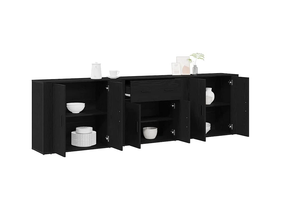 Buffets 3 pcs Chêne noir Bois d'ingénierie