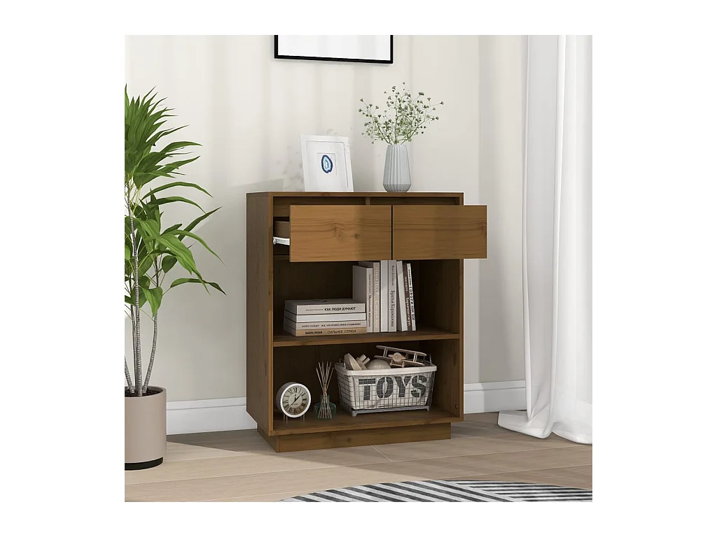 Armoire console Marron miel 60x34x75 cm Bois de pin solide