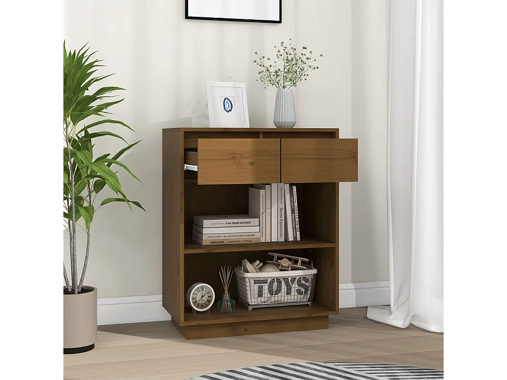 Armoire console Marron miel 60x34x75 cm Bois de pin solide