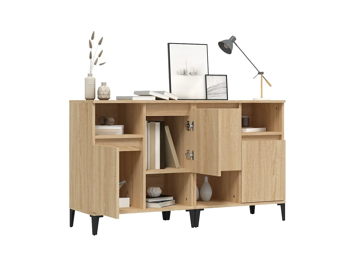 Buffets 2 pcs chêne sonoma 60x35x70 cm bois d'ingénierie
