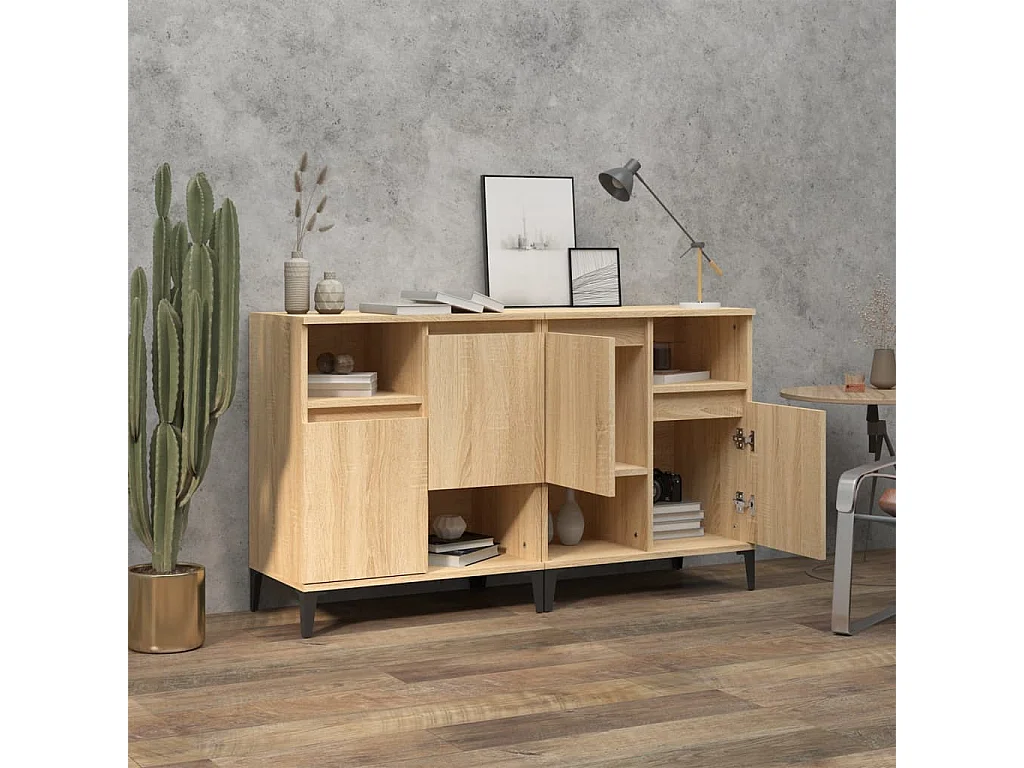 Buffets 2 pcs chêne sonoma 60x35x70 cm bois d'ingénierie