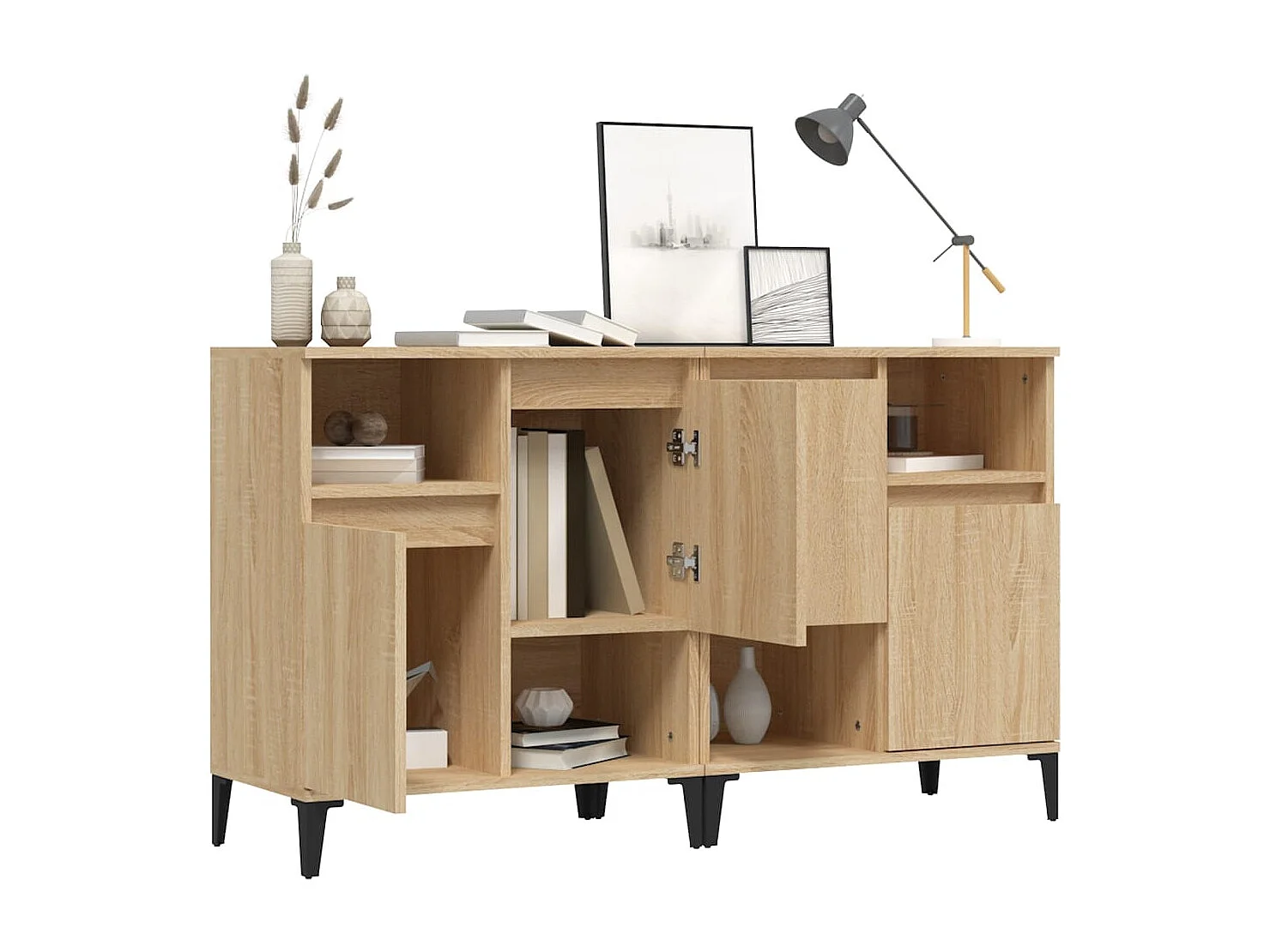 Buffets 2 pcs chêne sonoma 60x35x70 cm bois d'ingénierie
