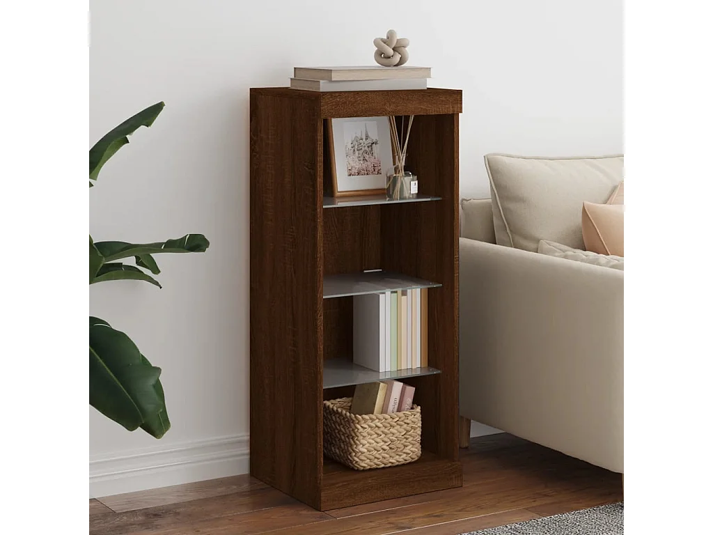 Credenza con luci LED rovere marrone 41x37x100 cm