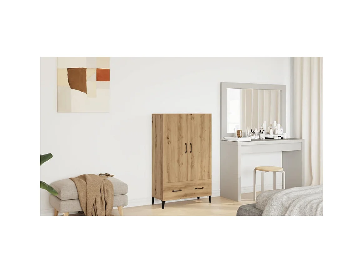 Handgemaakt eikenhouten dressoir 70x31x115 cm bewerkt hout