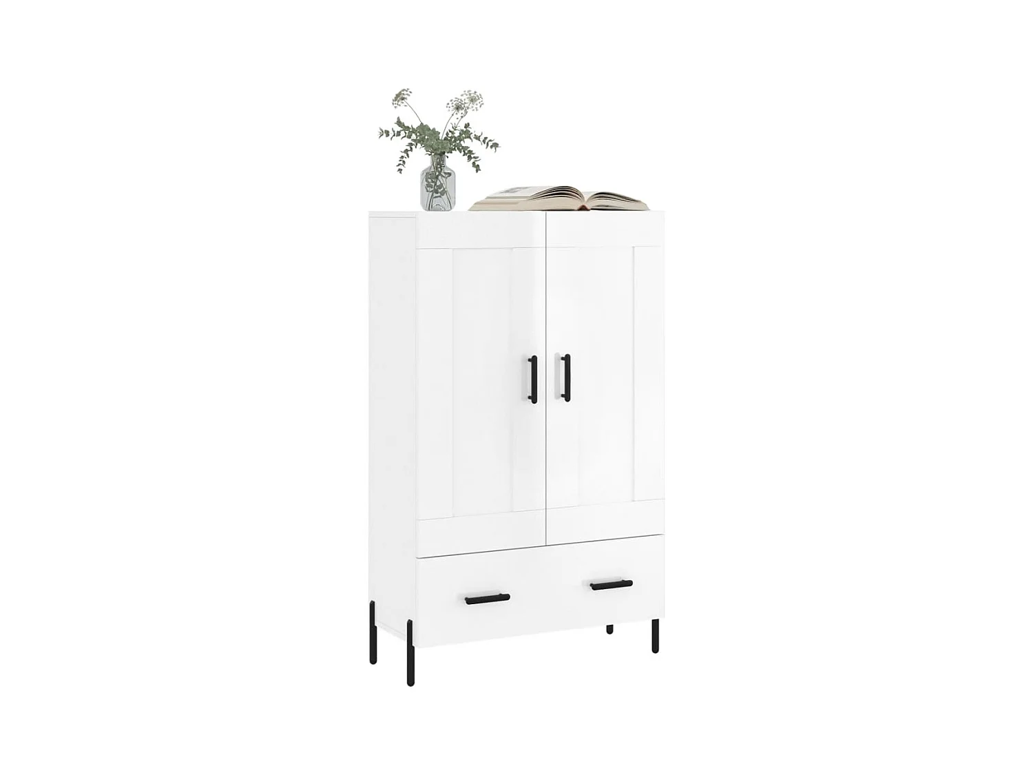 Credenza bianca lucida 69,5x31x115 cm in legno ingegnerizzato