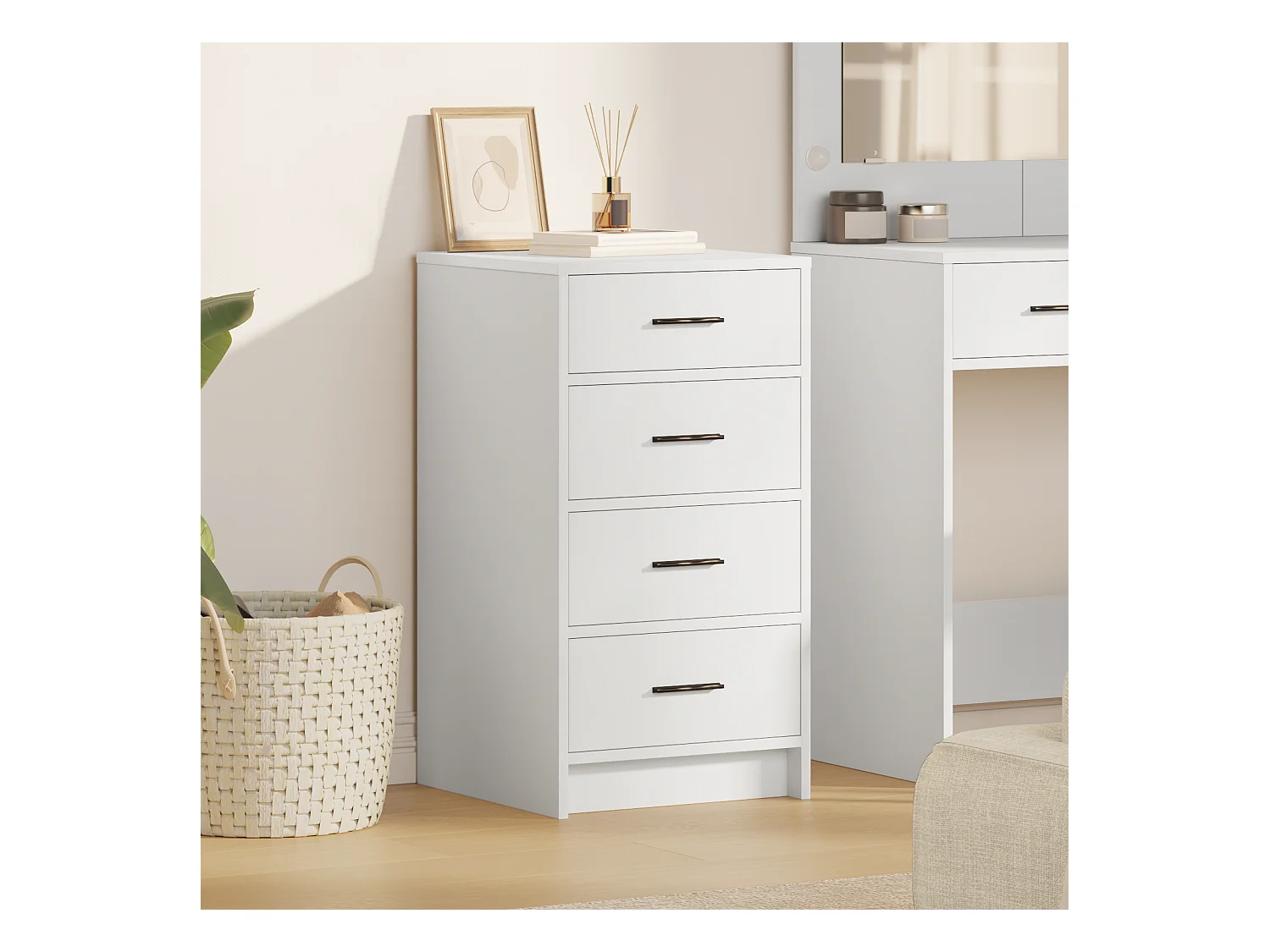 Buffet Blanc 40x41x75 cm en bois d'ingénierie