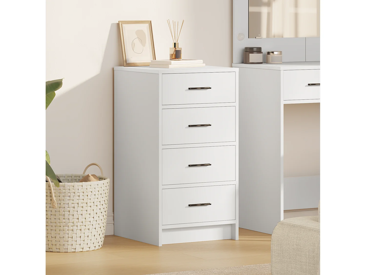 Buffet Blanc 40x41x75 cm en bois d'ingénierie