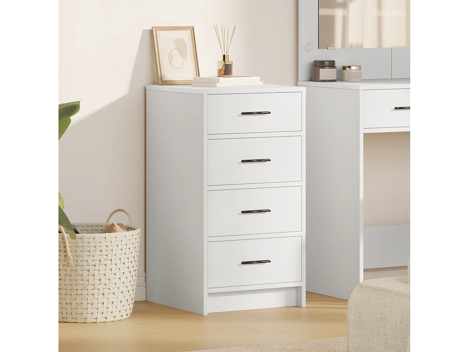 Buffet Blanc 40x41x75 cm en bois d'ingénierie