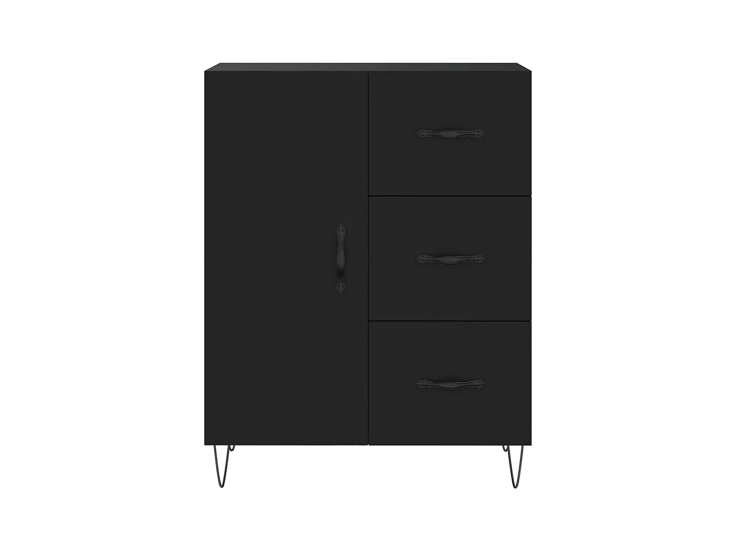 Zwarte hoge dressoir 69,5x34x180 cm Bewerkt hout