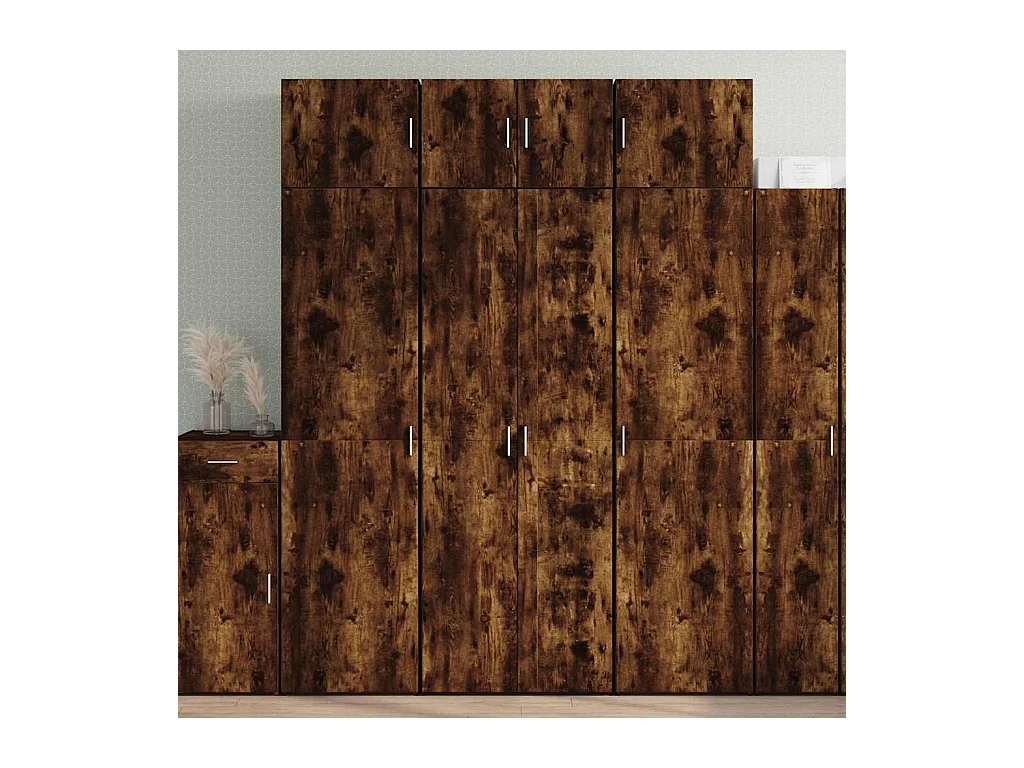 Hoog dressoir gerookt eiken 70x42,5x185 cm bewerkt hout