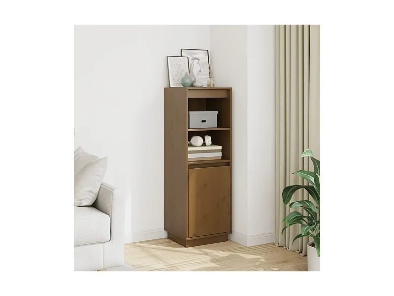 Aparador alto Marrón miel 37x34x110 cm Madera maciza de pino