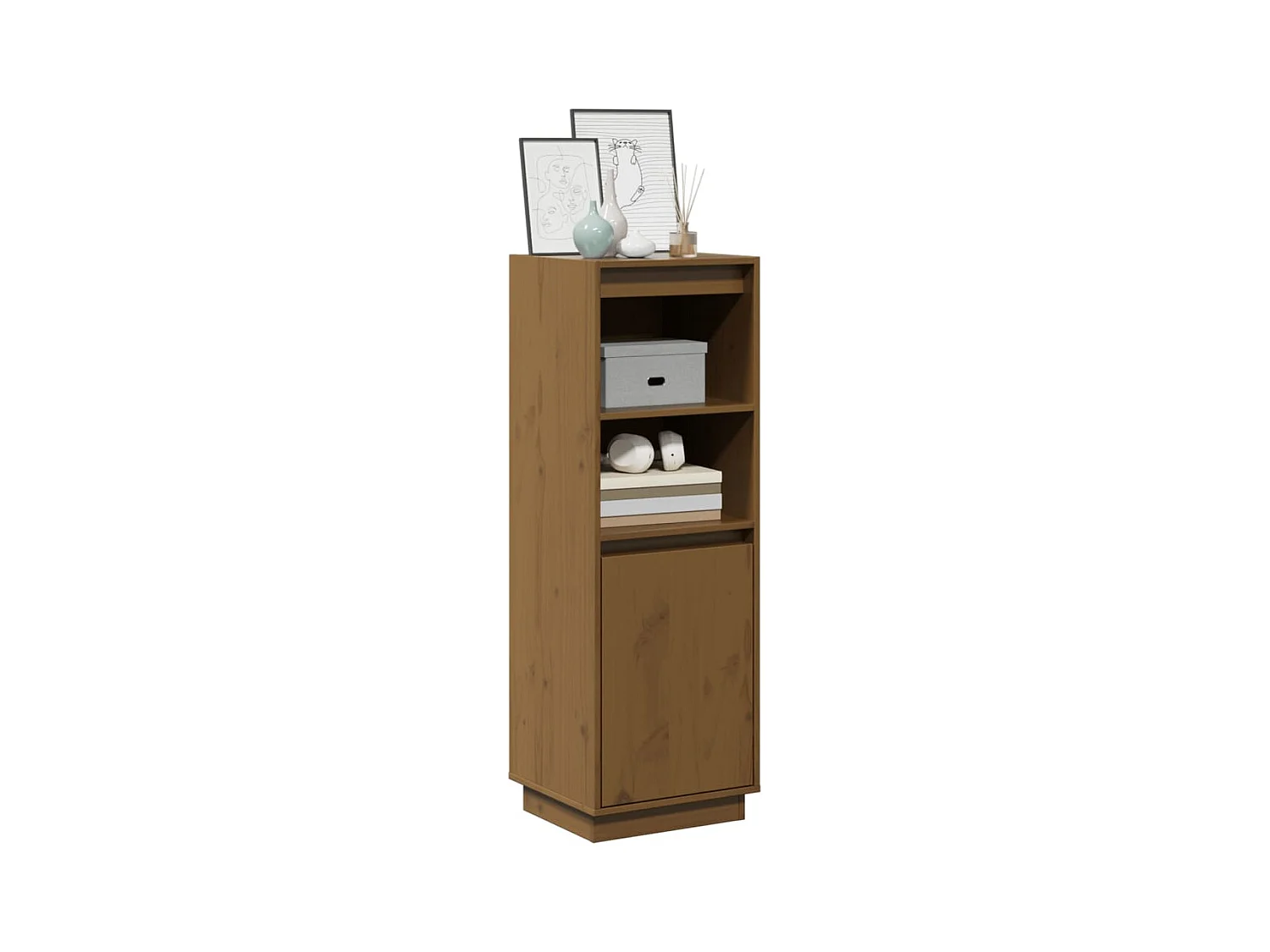 Buffet haut Marron miel 37x34x110 cm Bois massif de pin