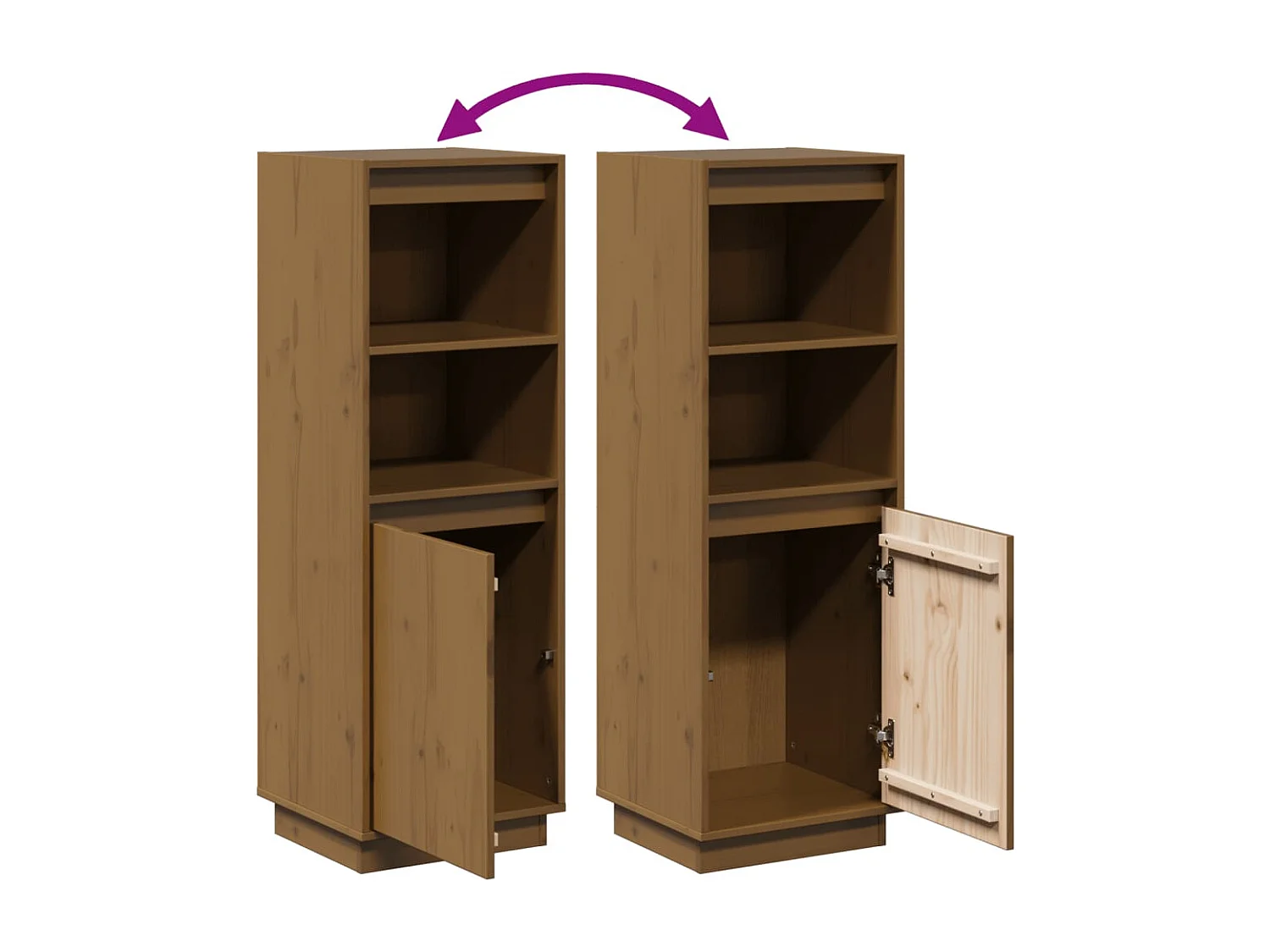 Buffet haut Marron miel 37x34x110 cm Bois massif de pin