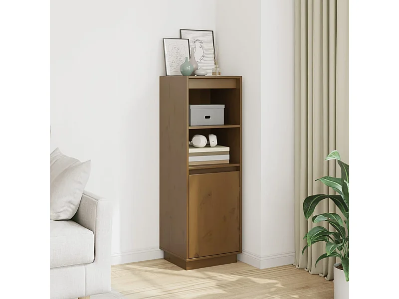Aparador alto Marrón miel 37x34x110 cm Madera maciza de pino