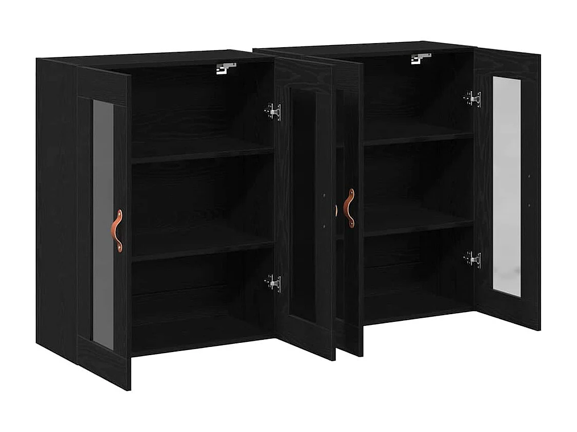 Pensili da parete in rovere nero, 2 pezzi, 69,5 x 34 x 90 cm, realizzati in legno precomposto.