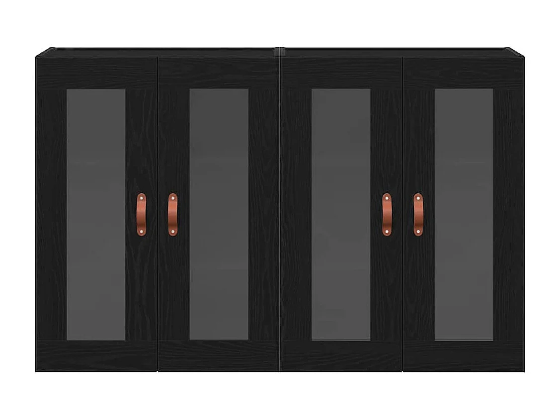 Pensili da parete in rovere nero, 2 pezzi, 69,5 x 34 x 90 cm, realizzati in legno precomposto.