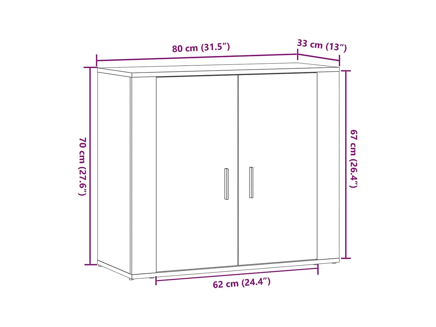 Buffet vieux bois 80x33x70 cm bois d'ingénierie