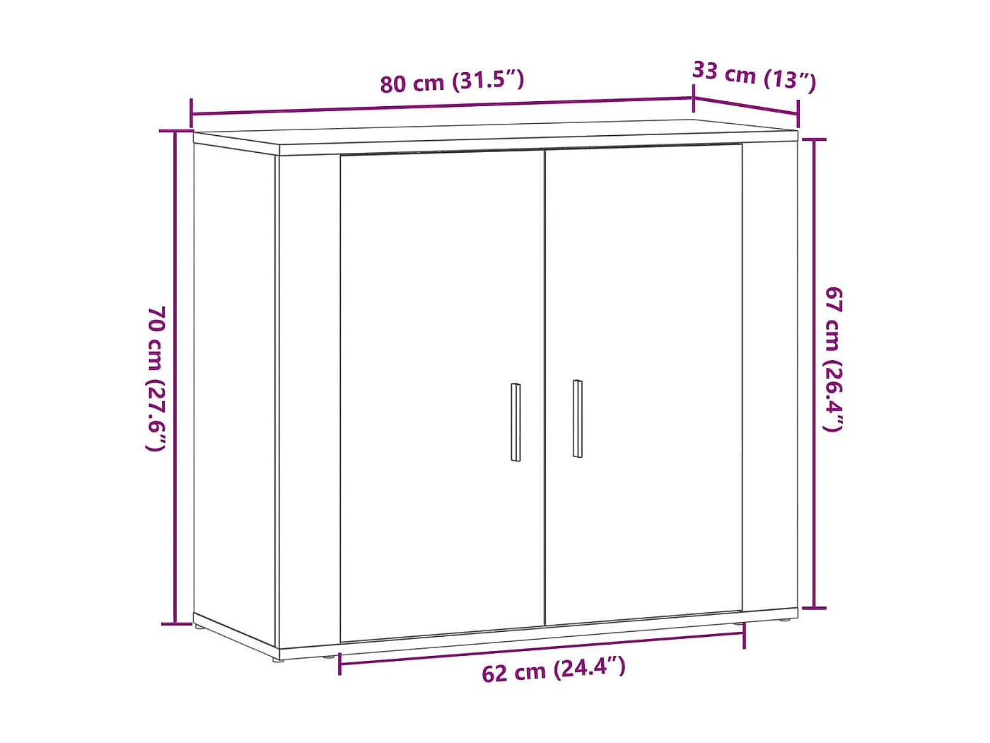 Buffet vieux bois 80x33x70 cm bois d'ingénierie