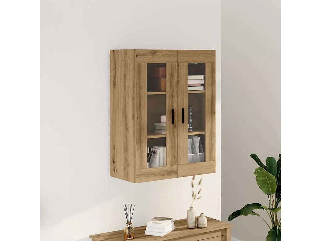 Mobiletto da parete in rovere fatto a mano 69,5x34x90 cm