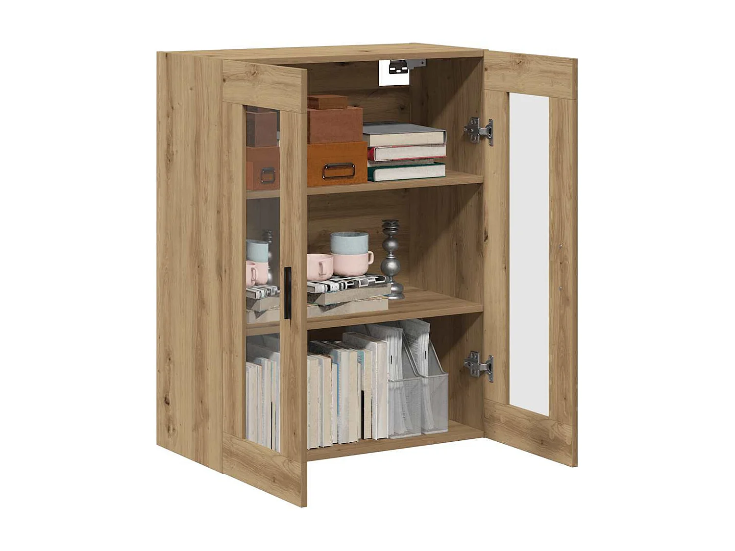 Mobiletto da parete in rovere fatto a mano 69,5x34x90 cm