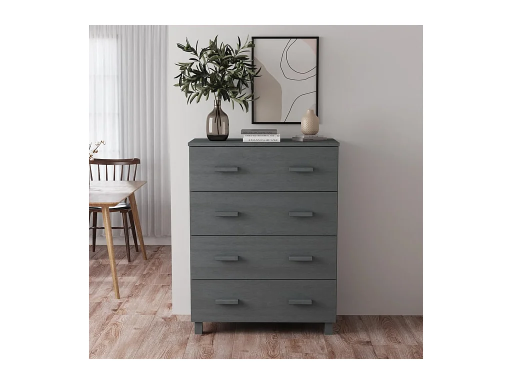 Buffet HAMAR Gris foncé 79x40x103,5 cm Bois massif de pin