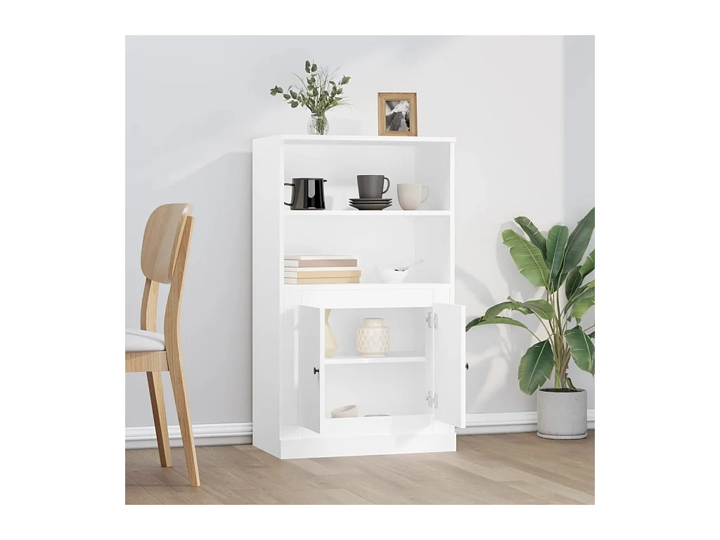 Buffet haut blanc 60x35,5x103,5 cm bois d'ingénierie