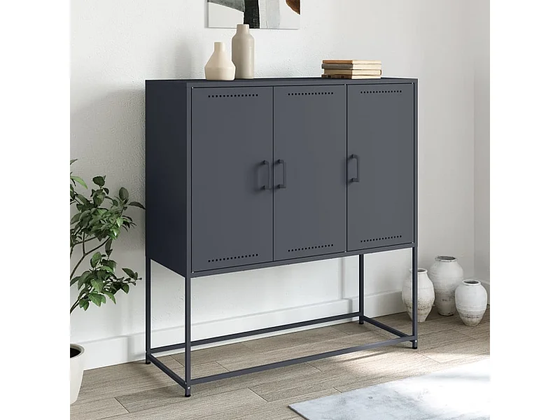 Buffet haut anthracite 100,5x39x107 cm acier
