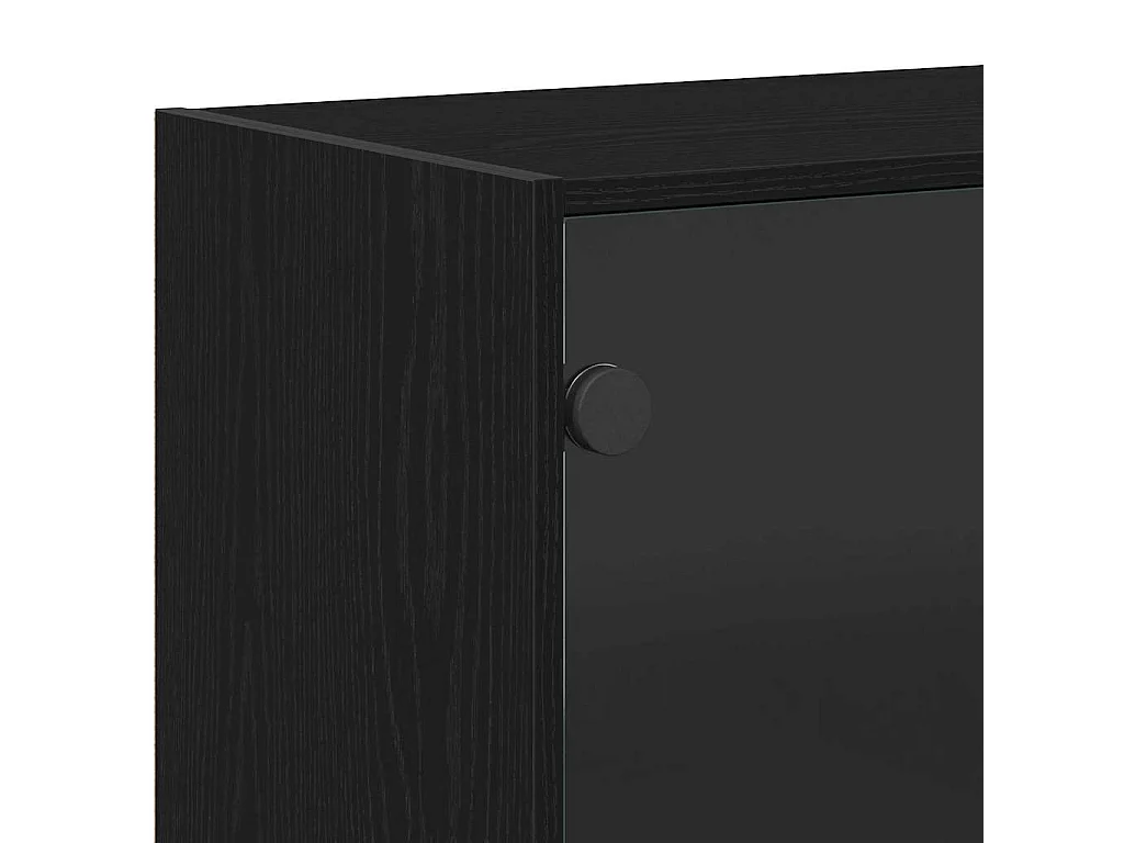Highboard avec portes en chêne noir 68x37x142 cm en bois d'ingénierie